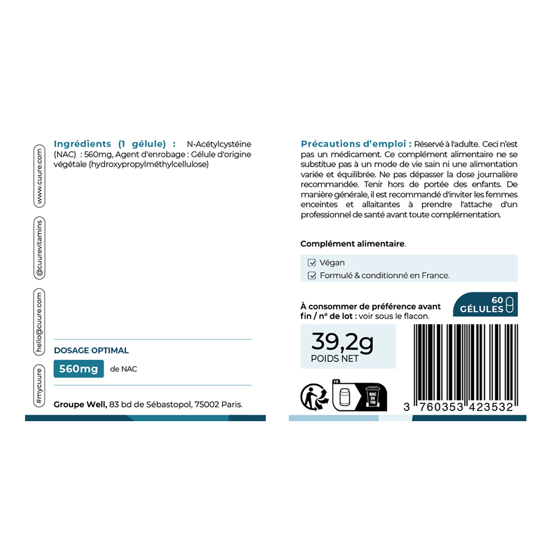 nac glutathion contre-indication N-Actyl Cystine (NAC) 600 mg